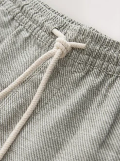 Next Vert - Shorts en Lin Mélange à taille élastique