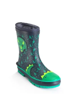 Start Rite Vert - Bottes en caoutchouc dinosaures à nouer Little Puddle Discount