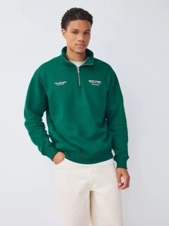 Next Vert - Sweat-shirt à col zippé à imprimé graphique simple Best