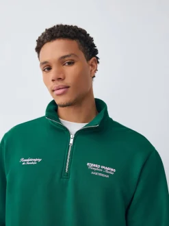 Next Vert - Sweat-shirt à col zippé à imprimé graphique simple Best