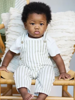 The Little Tailor Vert - Ensemble salopette et t-shirt tissé bébé Best