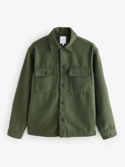 Next Vert - Veste-chemise en laine à deux poches Clearance