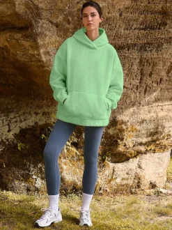 Next Vert citron - Sweat-shirt à capuche doux Borg à manches longues Best