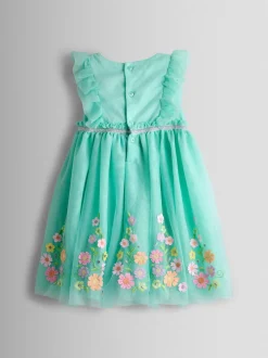 Jojo Maman Bébé Vert clair - Appliqué Floral Tulle Party Dress Best