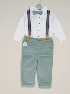 Little Gent - nœud papillon en velours côtelé avec nœud papillon et pantalon avec bretelles Vert clair Best