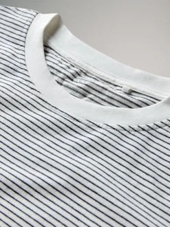 The Set - lot de 4 t-shirts décontractés à manches longues 100% coton Vert clair/Rose/Blanc/Rayure Discount