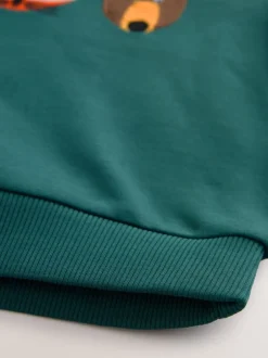 Next - Sweat à capuche imprimé à manches longues (3mois-7ans) Vert color block Online