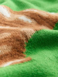 Next Vert croissant graphique - Pull à col rond à manches longues en laine