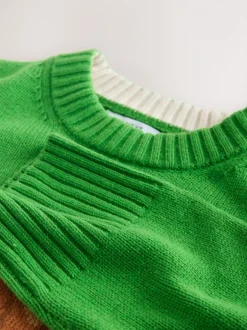 Next Vert croissant graphique - Pull à col rond à manches longues en laine