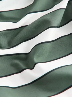 Next - Maillot de bain gainant le ventre froncé Vert et Crème Rayure Sale