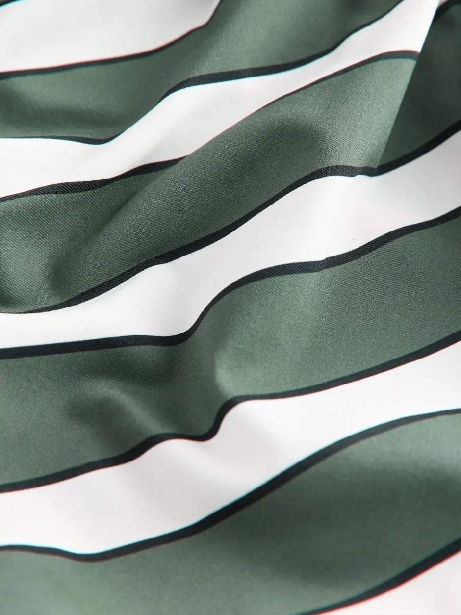 Next - Maillot de bain gainant le ventre froncé Vert et Crème Rayure Sale