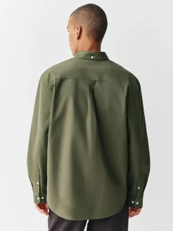 Next - Ajustement régulier - Chemise Oxford à manches longues vert foncé Discount