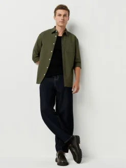 Next - Ajustement régulier - Chemise Oxford à manches longues vert foncé Clearance