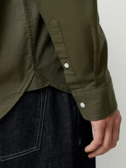 Next - Ajustement régulier - Chemise Oxford à manches longues vert foncé Clearance