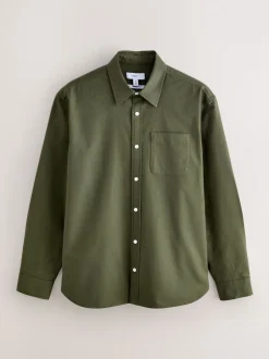Next - Ajustement régulier - Chemise Oxford à manches longues vert foncé Clearance