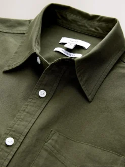 Next - Ajustement régulier - Chemise Oxford à manches longues vert foncé Clearance