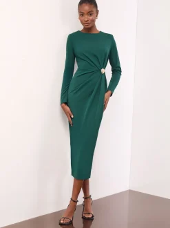 Lipsy vert foncé - Robe mi-longue bodycon à manches longues Discount