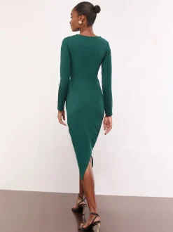 Lipsy vert foncé - Robe mi-longue bodycon à manches longues Discount