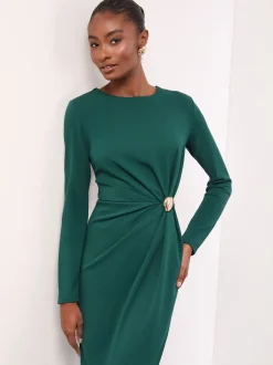 Lipsy vert foncé - Robe mi-longue bodycon à manches longues Discount