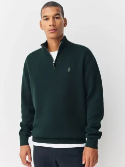 Next vert foncé - Logo cerf - Pull N.Premium Coupe classique 100% Coton Premium à fermeture éclair Hot