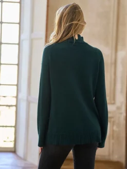 Seraphine vert foncé - Pull de grossesse et d’allaitement à col roulé en cachemire mélangé haut de gamme Best
