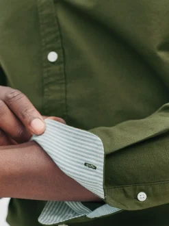 Next - Slim Fit (Slim Fit) - Chemise Oxford à manches longues vert foncé Outlet