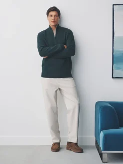 Next - Uni - Pull N.Premium Coupe classique 100% Coton Premium à fermeture éclair vert foncé Clearance