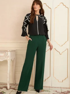 Love & Roses - Pantalons amples Vert forêt Clearance