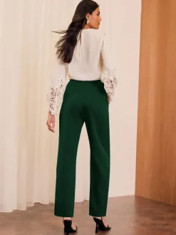 Love & Roses Vert forêt - Pantalons Coupe droite Sale