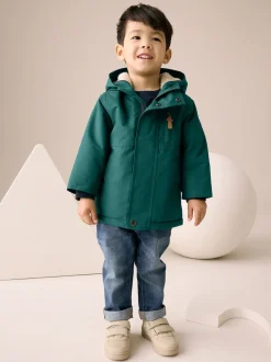 Next - Parka imperméable doublée de borg (3mois-7ans) Vert forêt Clearance