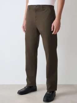 Next - Ajustement droit - Pantalon chino stretch Vert kaki Discount