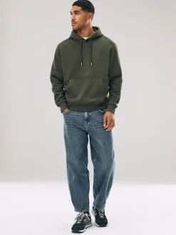 Next - Ajustement régulier - Sweat-shirt à capuche en jersey riche en coton épais Vert kaki Outlet