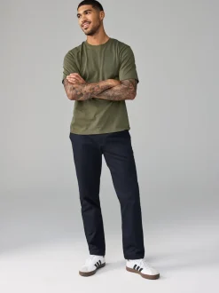 Next - Ajustement régulier - T-shirt Essential Col rond en coton Vert kaki Clearance