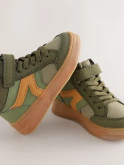 Next Vert kaki - Baskets hautes à lacets élastiques à fermeture par contact