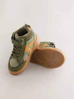 Next Vert kaki - Baskets hautes à lacets élastiques à fermeture par contact