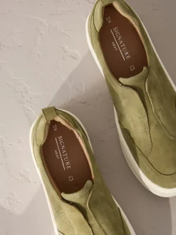 Next Vert kaki - Baskets Signature en cuir à plateforme compensée épaisse