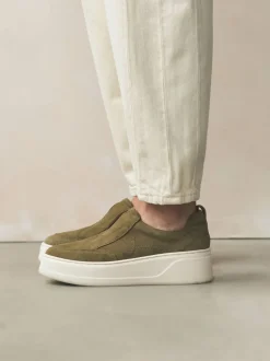 Next Vert kaki - Baskets Signature en cuir à plateforme compensée épaisse