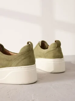 Next Vert kaki - Baskets Signature en cuir à plateforme compensée épaisse