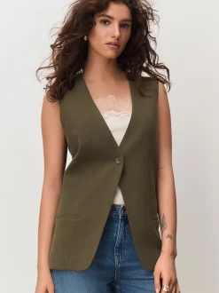 Next Vert kaki - Blazer Gilet croisé Sale