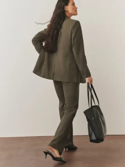 Next Vert kaki - Blazer simple boutonnage en laine Outlet