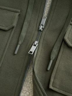 Next Vert kaki - Borg Veste-chemise doublée en polaire Online