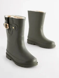 Next Vert kaki - Bottes en caoutchouc avec doublure chaude Sale