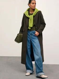 Next - Cardigan ajusté ultra-doux à col rond en laine Vert kaki Outlet