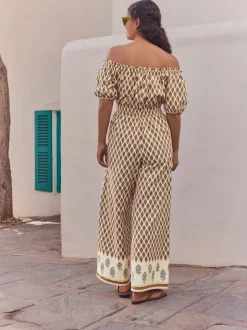 Next Vert kaki - Combinaison ample 100% coton à épaules dénudées Discount