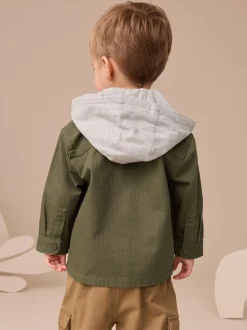 Next Vert kaki - Ensemble surchemise et T-shirt à capuche 2 pièces (3mois-7ans) Clearance