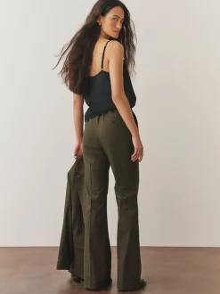 Next Vert kaki - Pantalon bootcut habillé avec laine Hot
