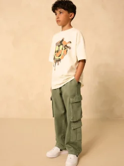 Next Vert kaki - Pantalon cargo en coton tissé en sergé (3-16ans) Hot