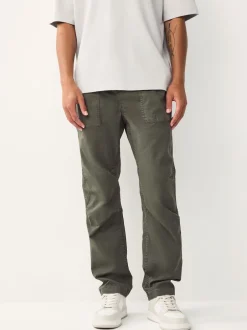 Next Vert kaki - Pantalons Authentiques riches en Coton Extensible Online