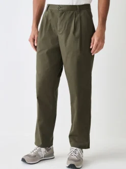 Next Vert kaki - Pantalons chinos extensibles à double pli Online