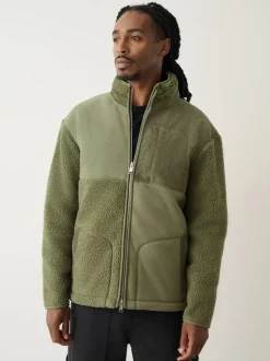 Next Vert kaki - Polaire à col zippé en velours côtelé Online